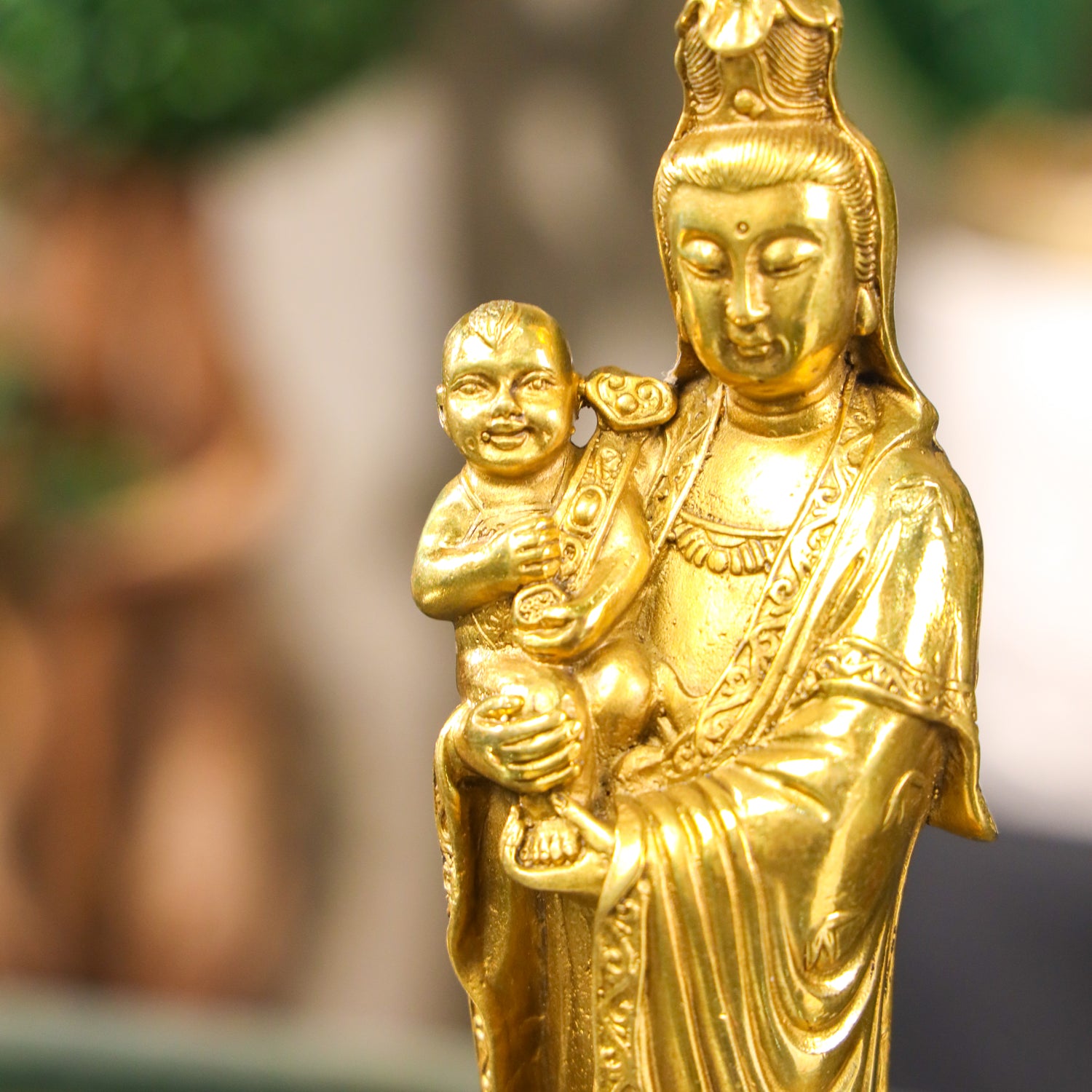 Merciful Guardian Brass Guan Yin 26cm