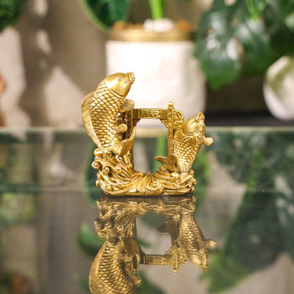 Double Fortune Brass Arowana Pair 12cm