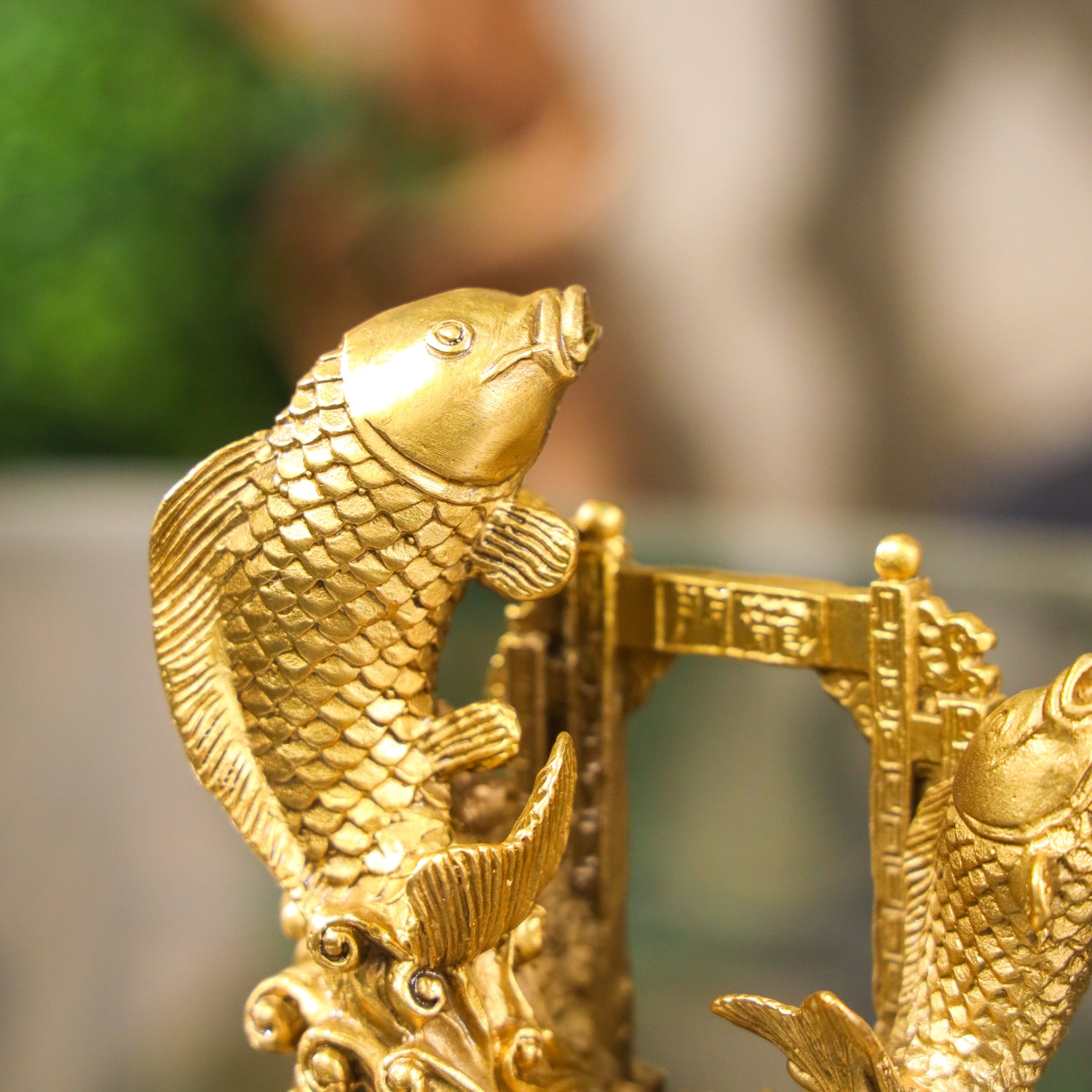 Double Fortune Brass Arowana Pair 12cm