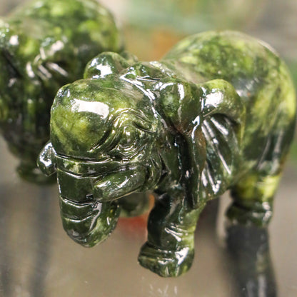Gentle and Powerful Jade Elephant Pair 11cm