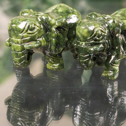 Gentle and Powerful Jade Elephant Pair 11cm