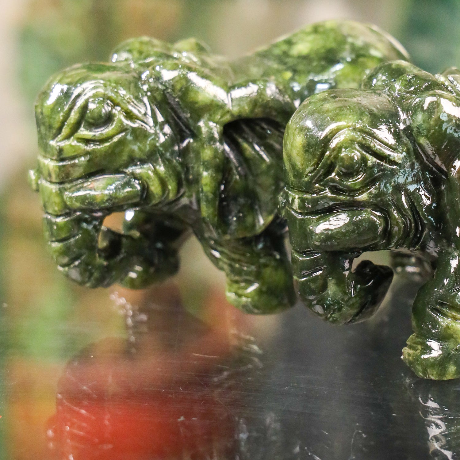 Gentle and Powerful Jade Elephant Pair 11cm