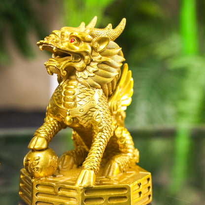 Mythical Protectors of Peace Brass Qilin Pair 17cm