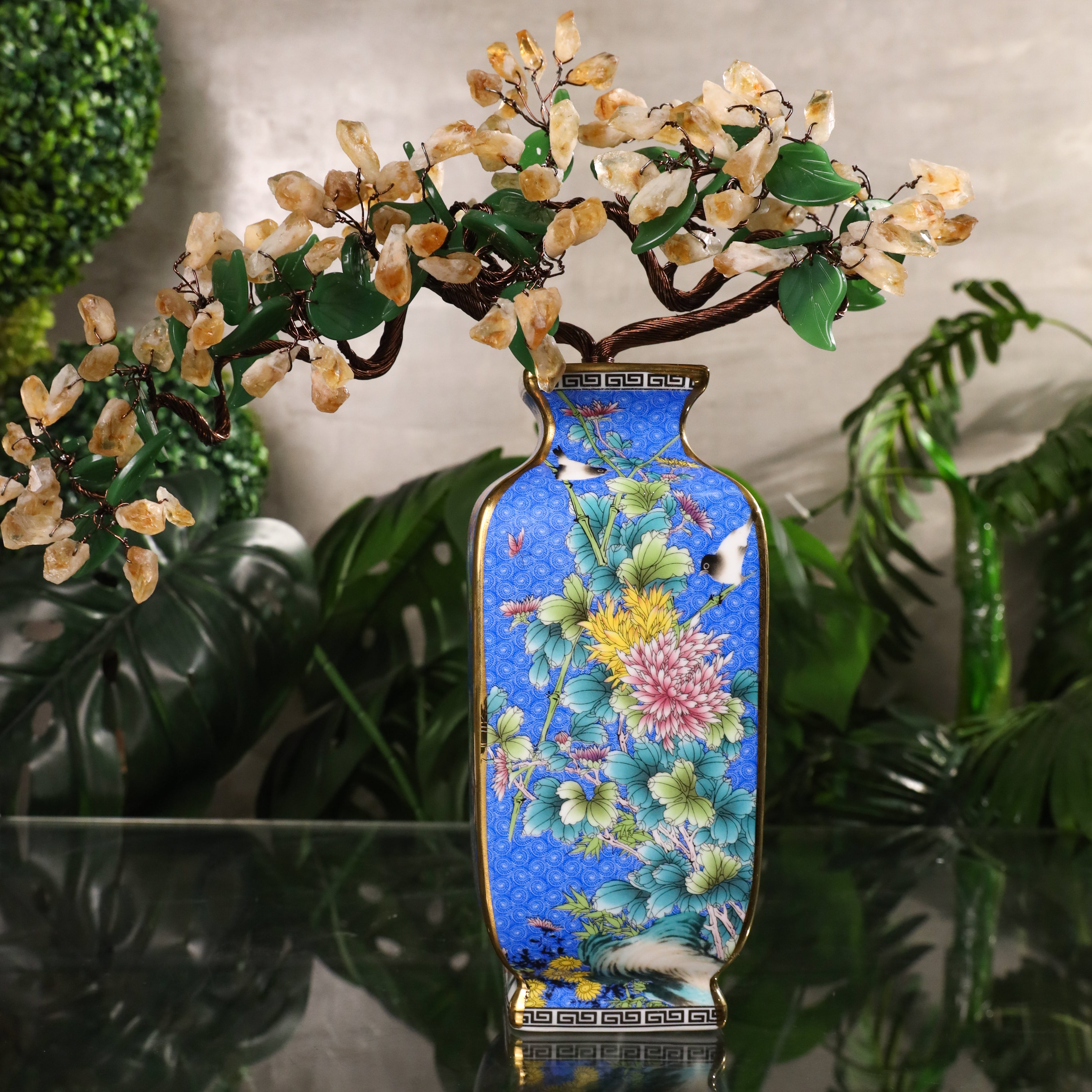 Imperial Citrine Rocks Vase of Rich Blessings 40cm