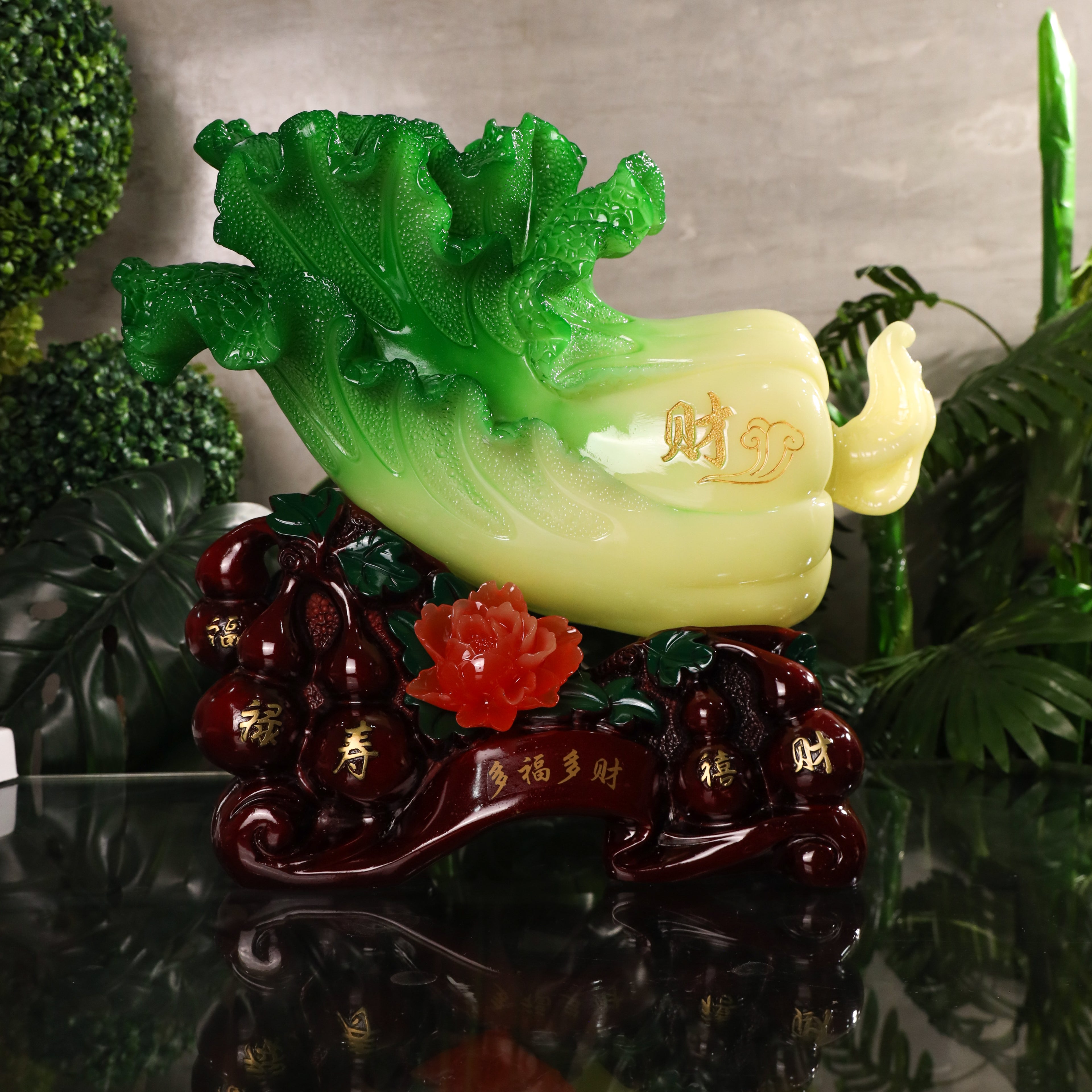 Health and Wealth Cabbage with Wu Lous 46cm