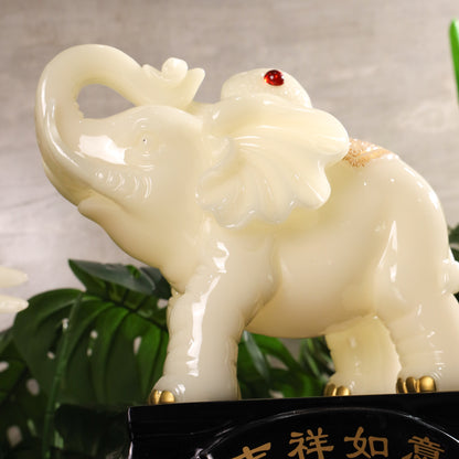 Ivory White Elephants of Noble Prosperity 33cm