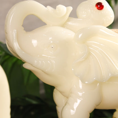 Ivory White Elephants of Noble Prosperity 33cm