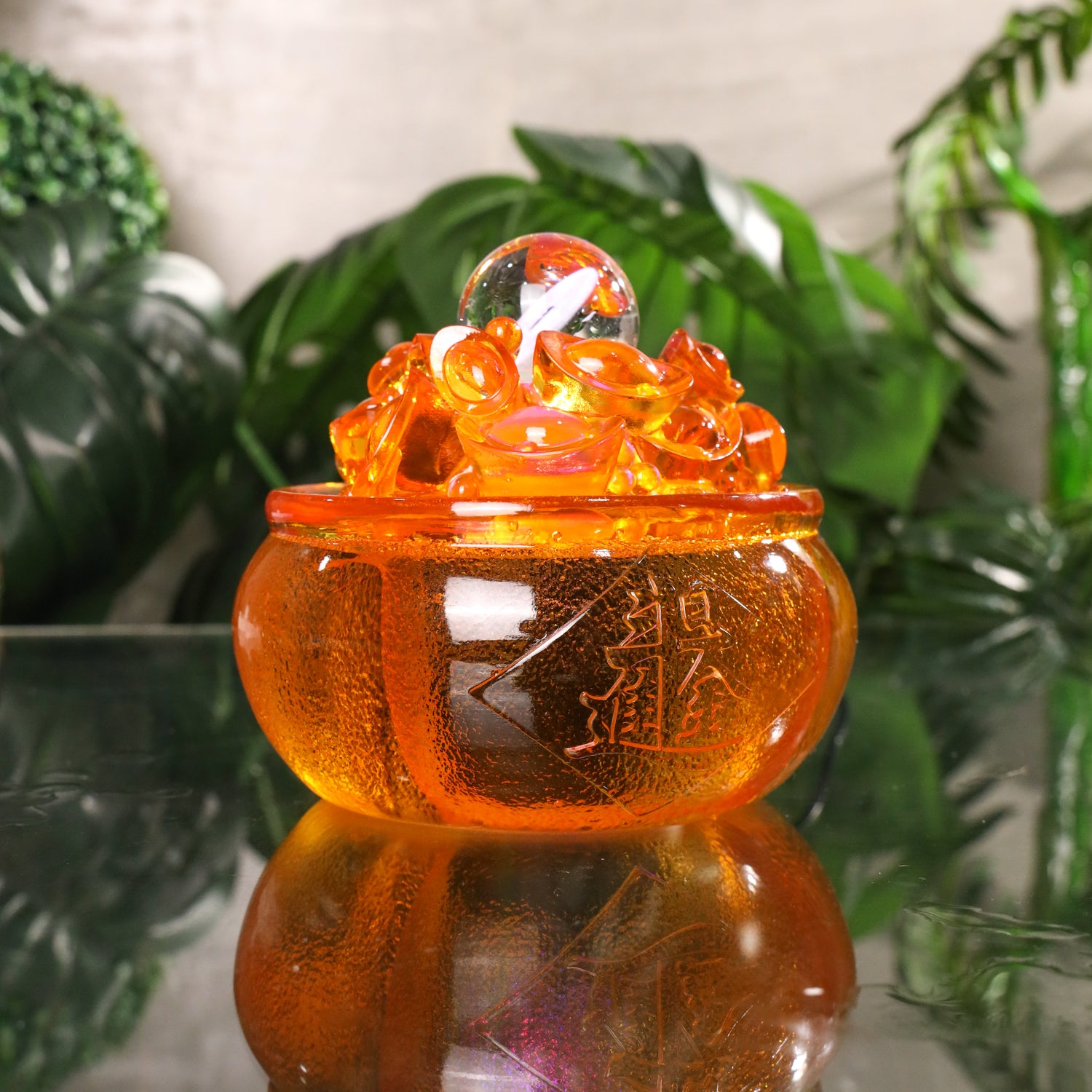 Radiant Orange Water Fountain of Riches 17cm