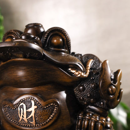 Dynamic Fortune Big Wood Money Frog 45cm