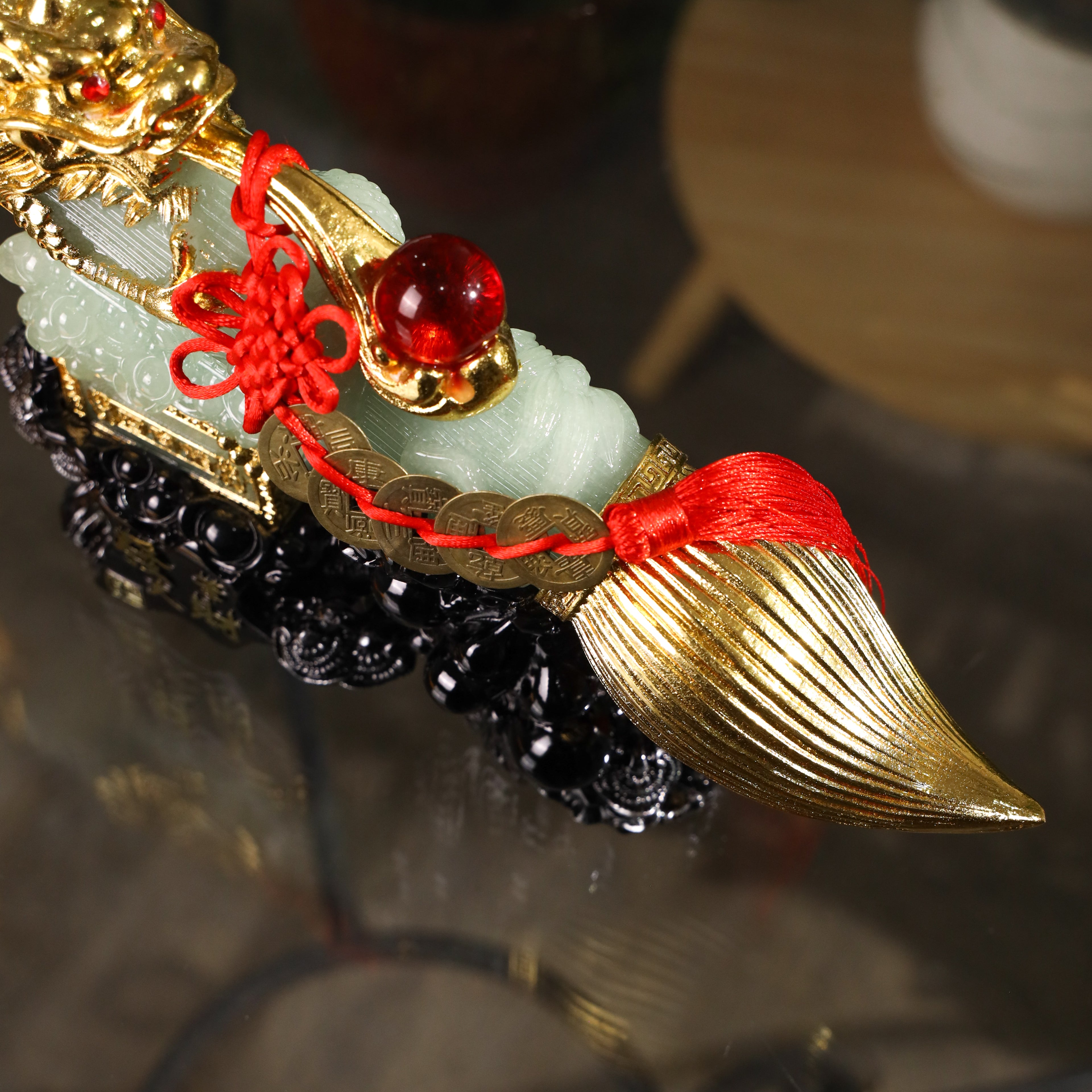 Elegant Jade Calligraphy Brush for Intellect 31cm