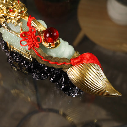 Elegant Jade Calligraphy Brush for Intellect 31cm