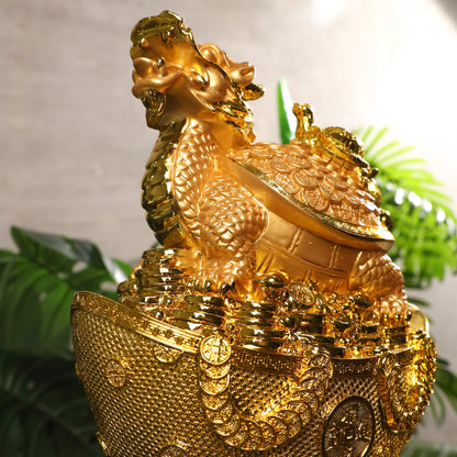 Stable Wealth Luck Golden Dragon Turtle 27cm
