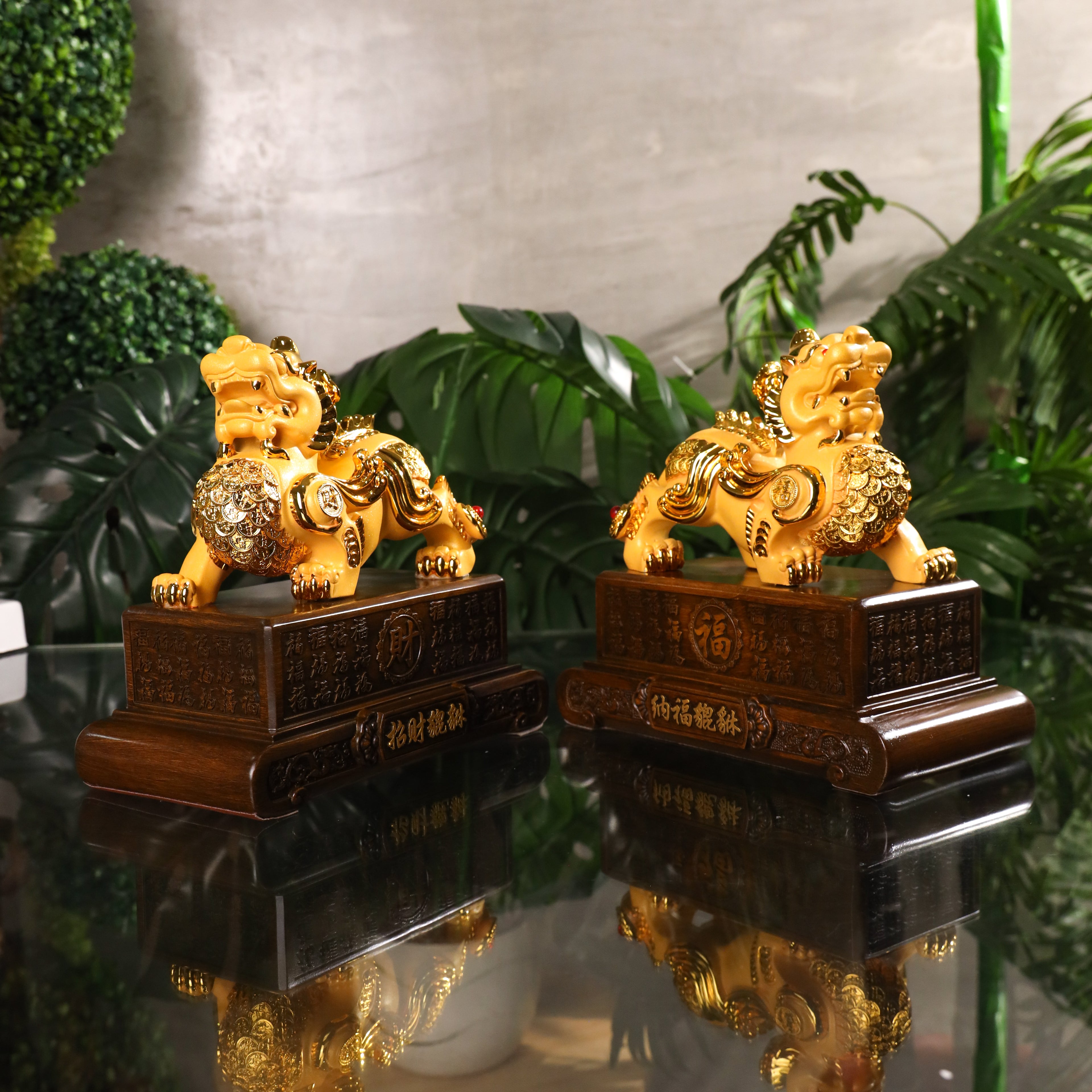 Golden Guardians of Fortune Pi Yao Pair 23cm