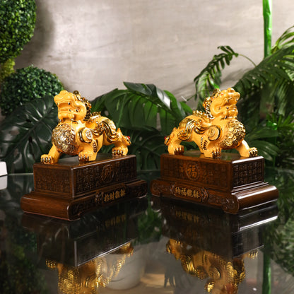 Golden Guardians of Fortune Pi Yao Pair 23cm