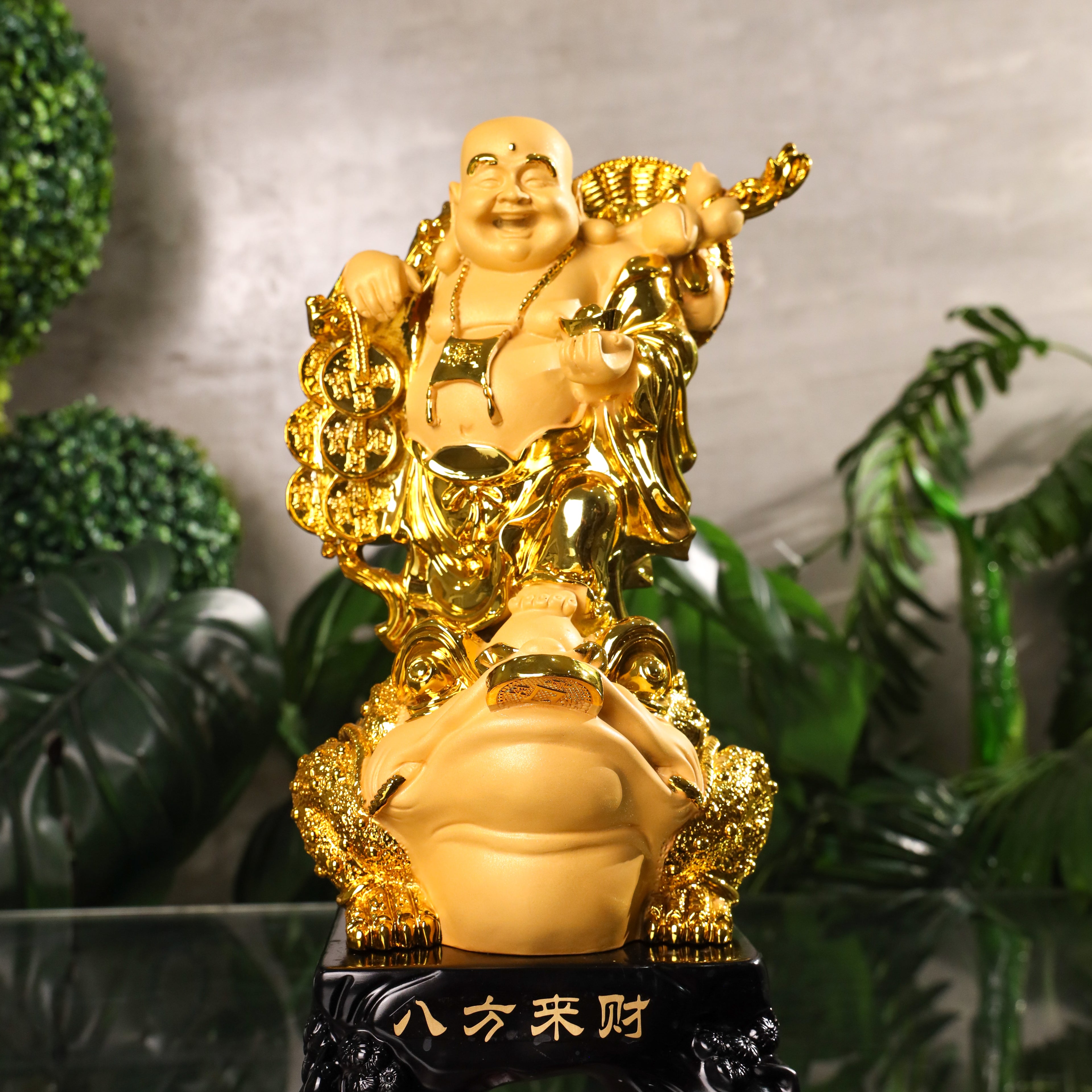 Double Wealth Luck Buddha on Money Frog 36cm