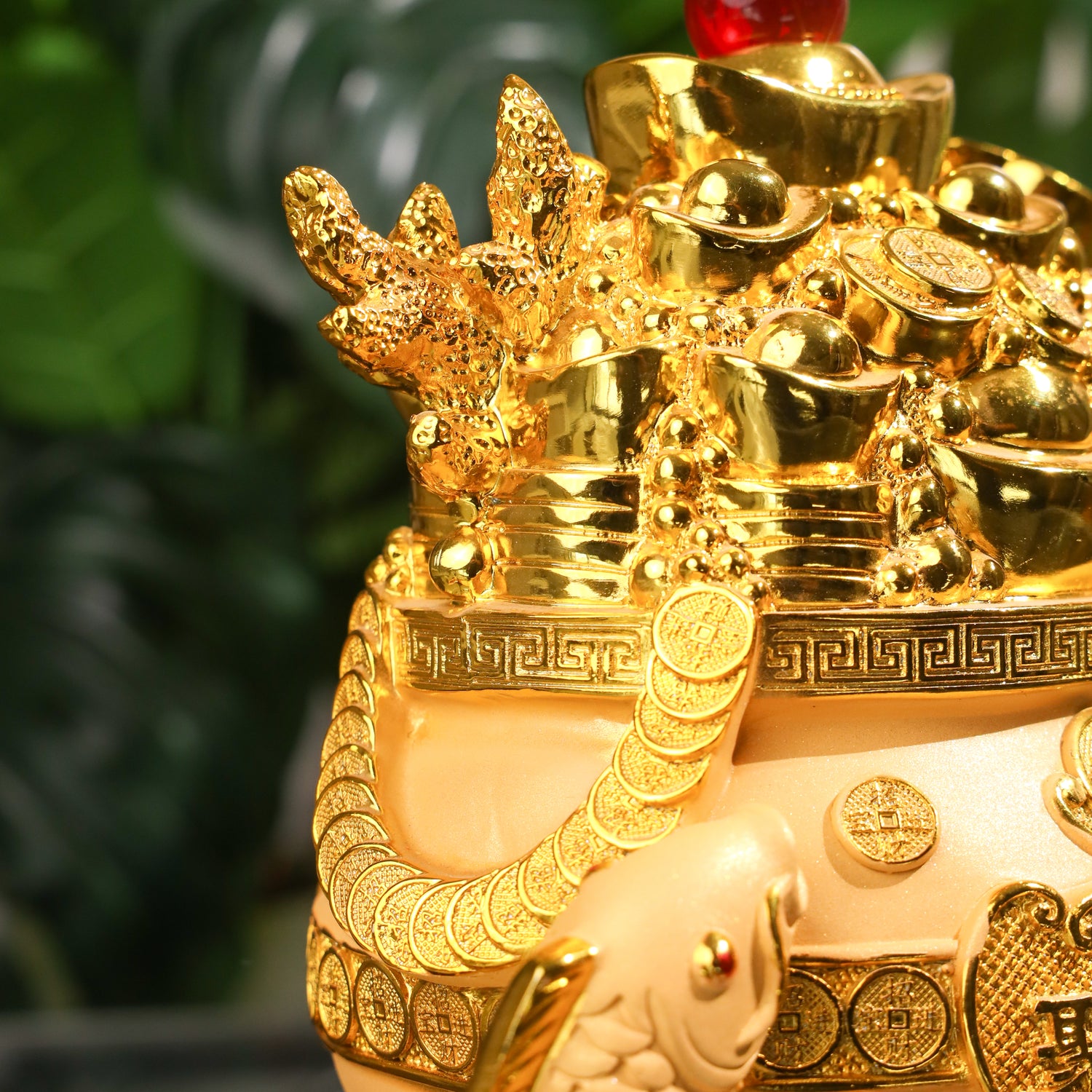Golden Wealth Pot with Arowanas of Abundance 26cm