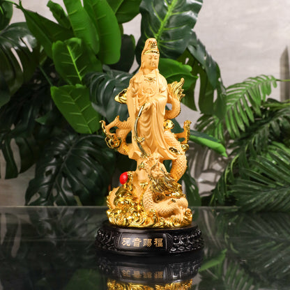 Guan Yin with Dragon for a Safe &amp; Stable Life 32cm