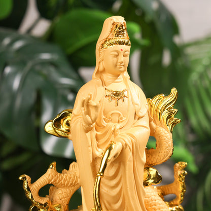 Guan Yin with Dragon for a Safe &amp; Stable Life 32cm