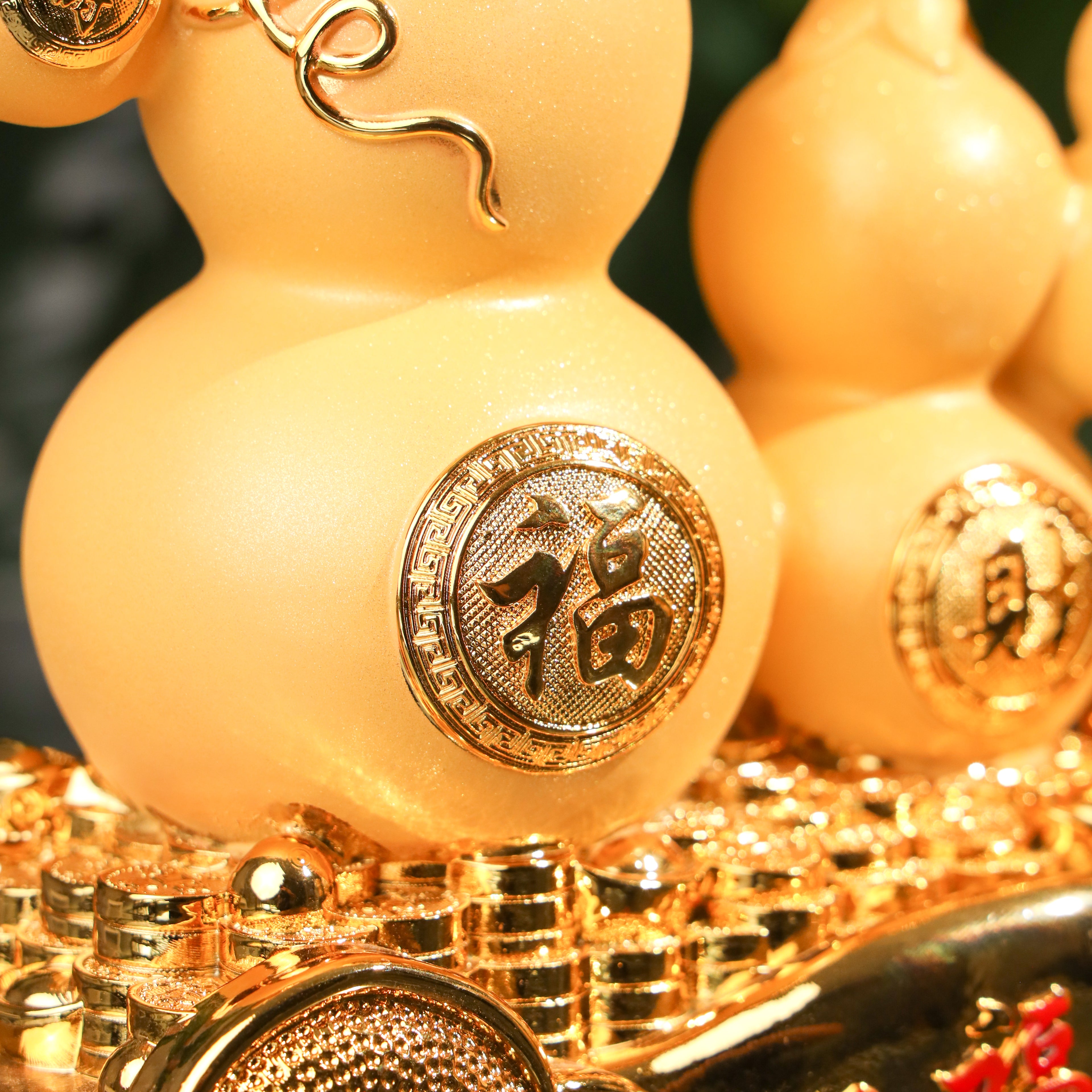 Golden Wu Lou Quartet of Health &amp; Wealth 34cm