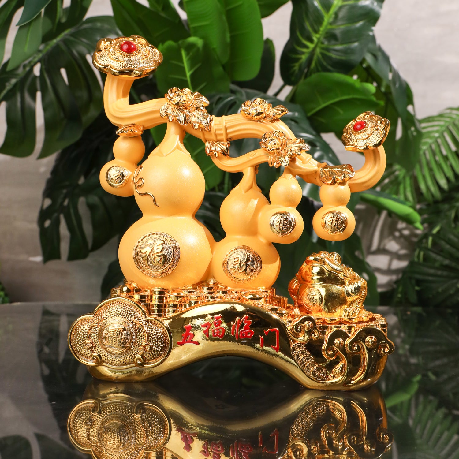 Golden Wu Lou Quartet of Health &amp; Wealth 34cm