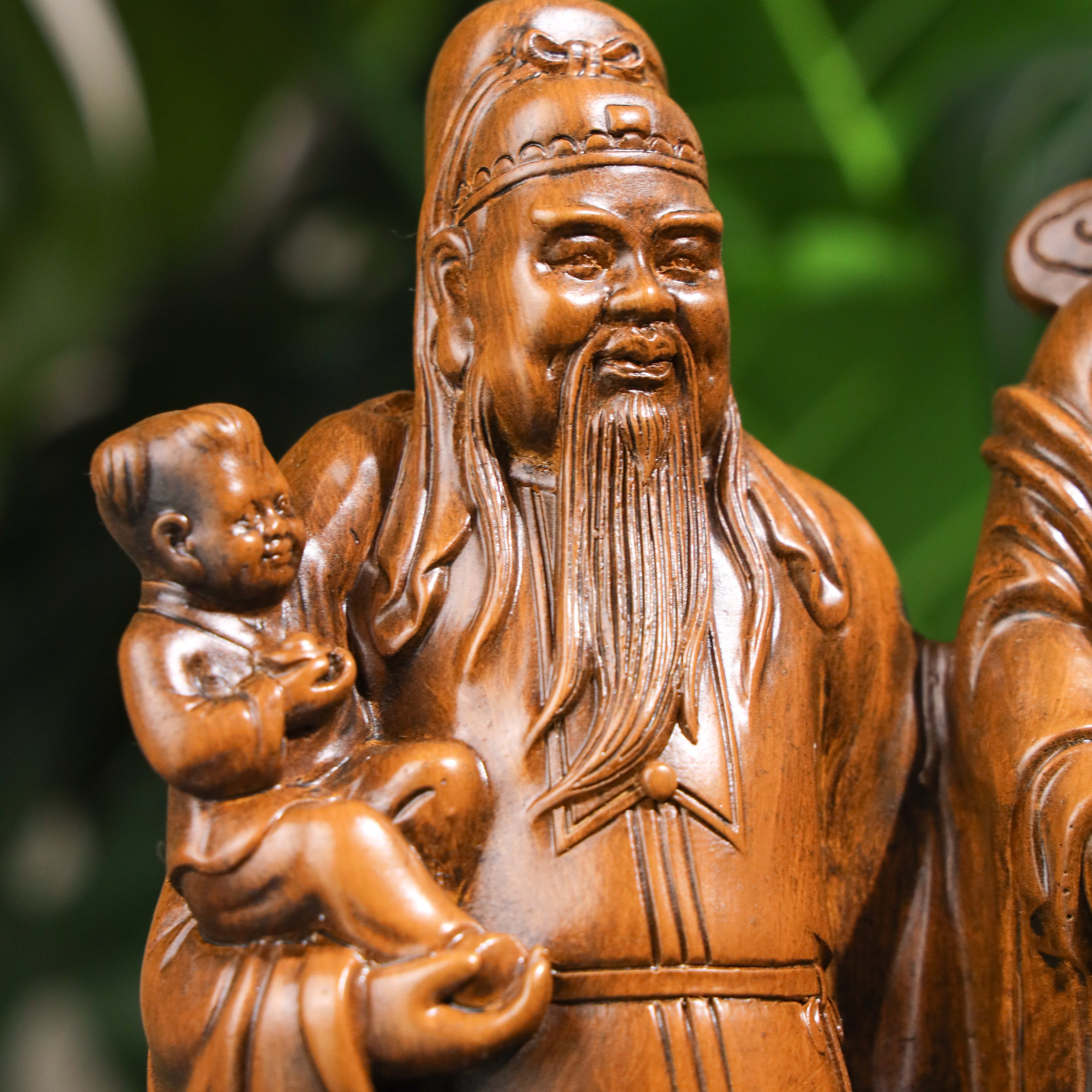 Triple Blessings Wood Fuk Luk Sau 32cm