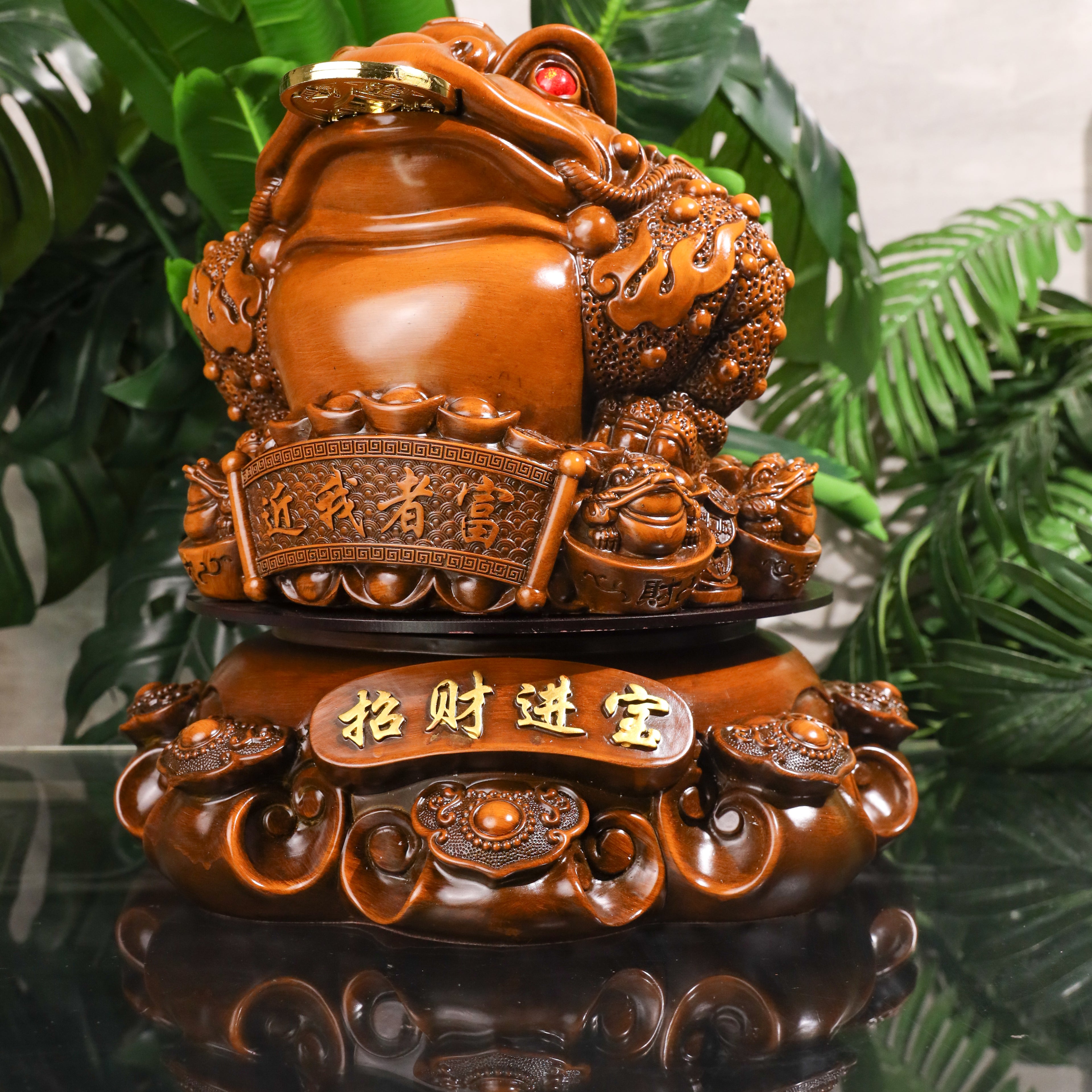 Wealth-Loaded Wood Money Frog 41cm
