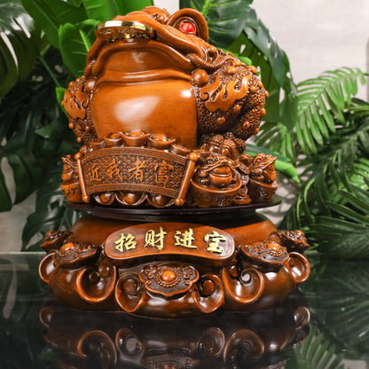 Wealth-Loaded Wood Money Frog 41cm
