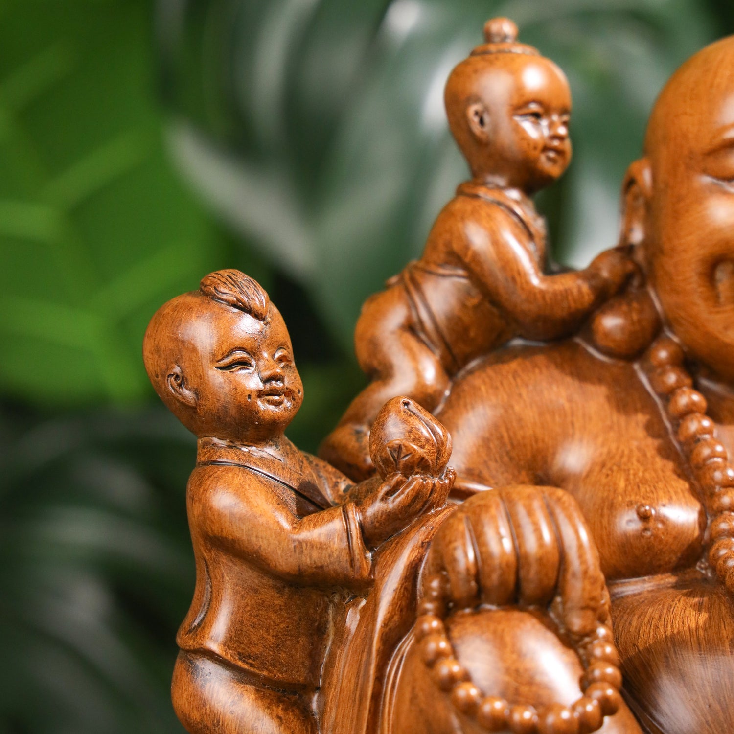Joyful Family Laughing Buddha with Children 28cm