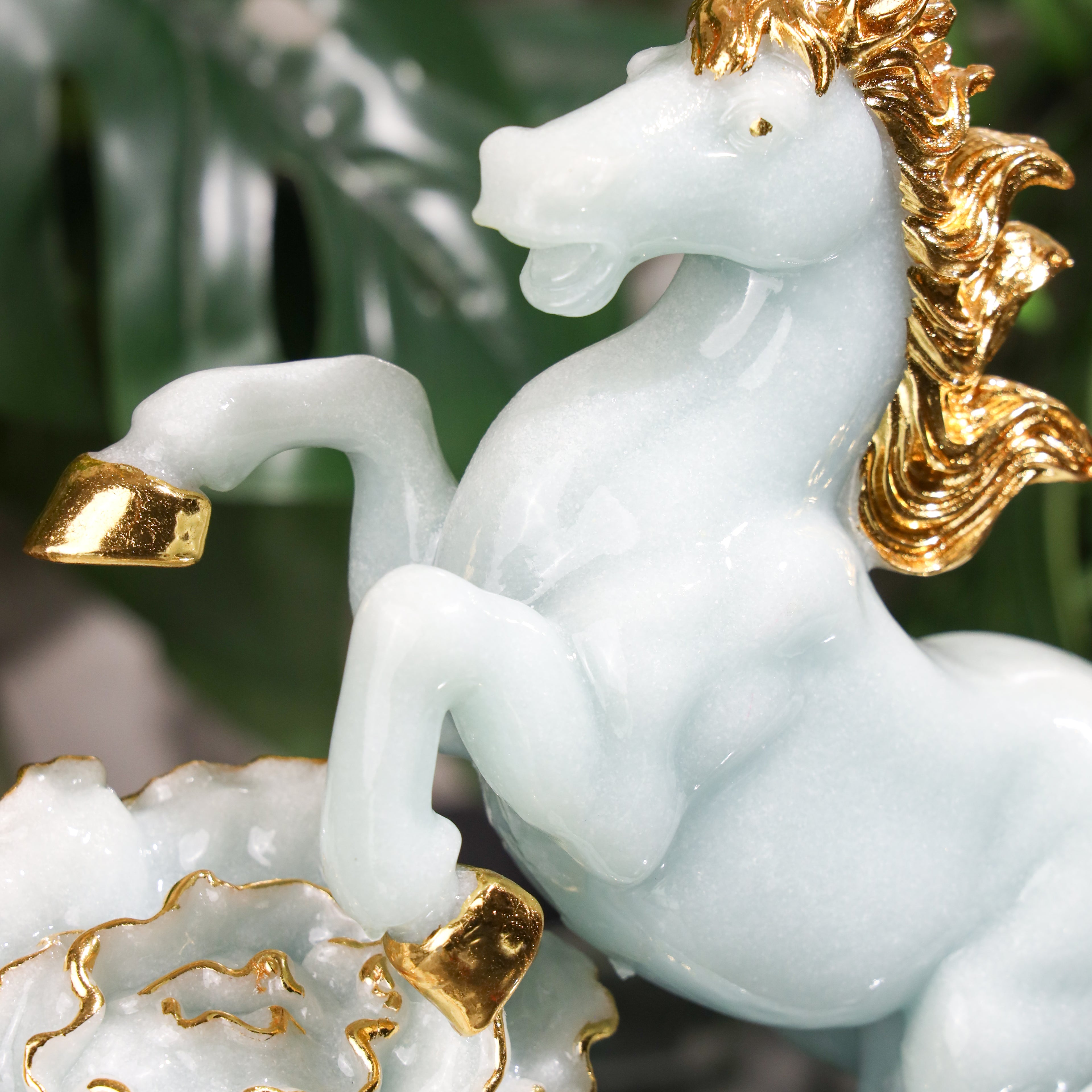 The Wealth Runner Jade Horse with Cabbage 33cm