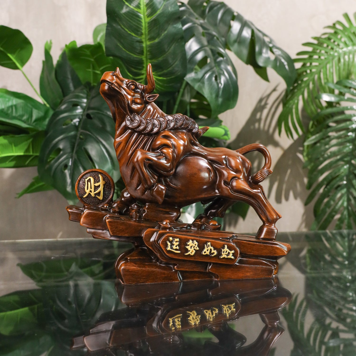 The Quiet Builder Wood Ox of Lasting Success 32cm