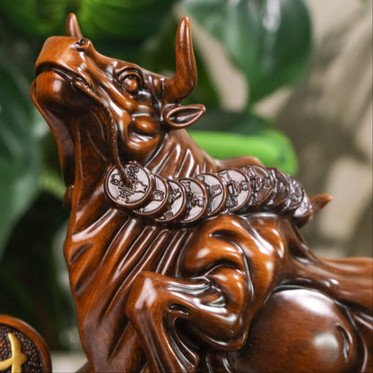 The Quiet Builder Wood Ox of Lasting Success 32cm