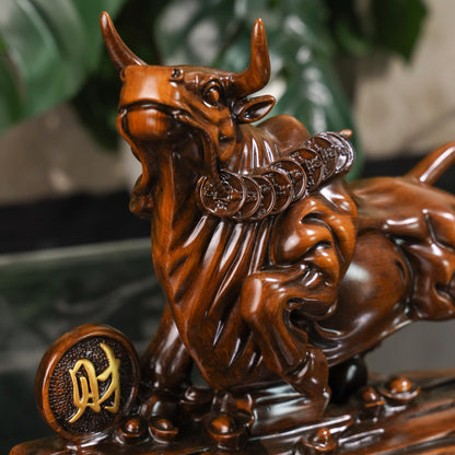 The Quiet Builder Wood Ox of Lasting Success 32cm