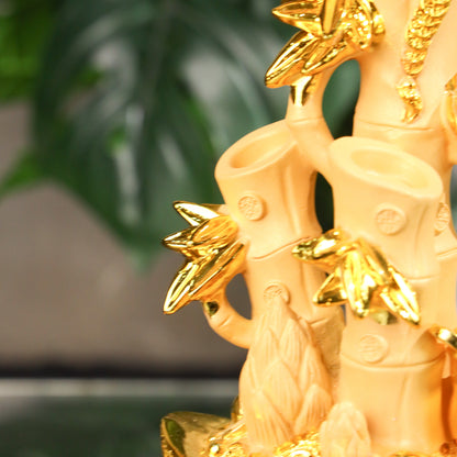 Lucky Bamboo on Golden Ingot for Growing Wealth 30cm