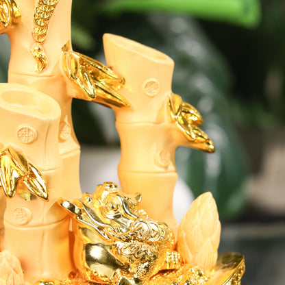 Lucky Bamboo on Golden Ingot for Growing Wealth 30cm