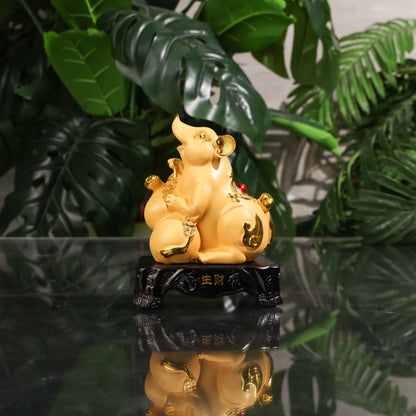 Golden Zodiac Rat of Smart Earnings 18cm