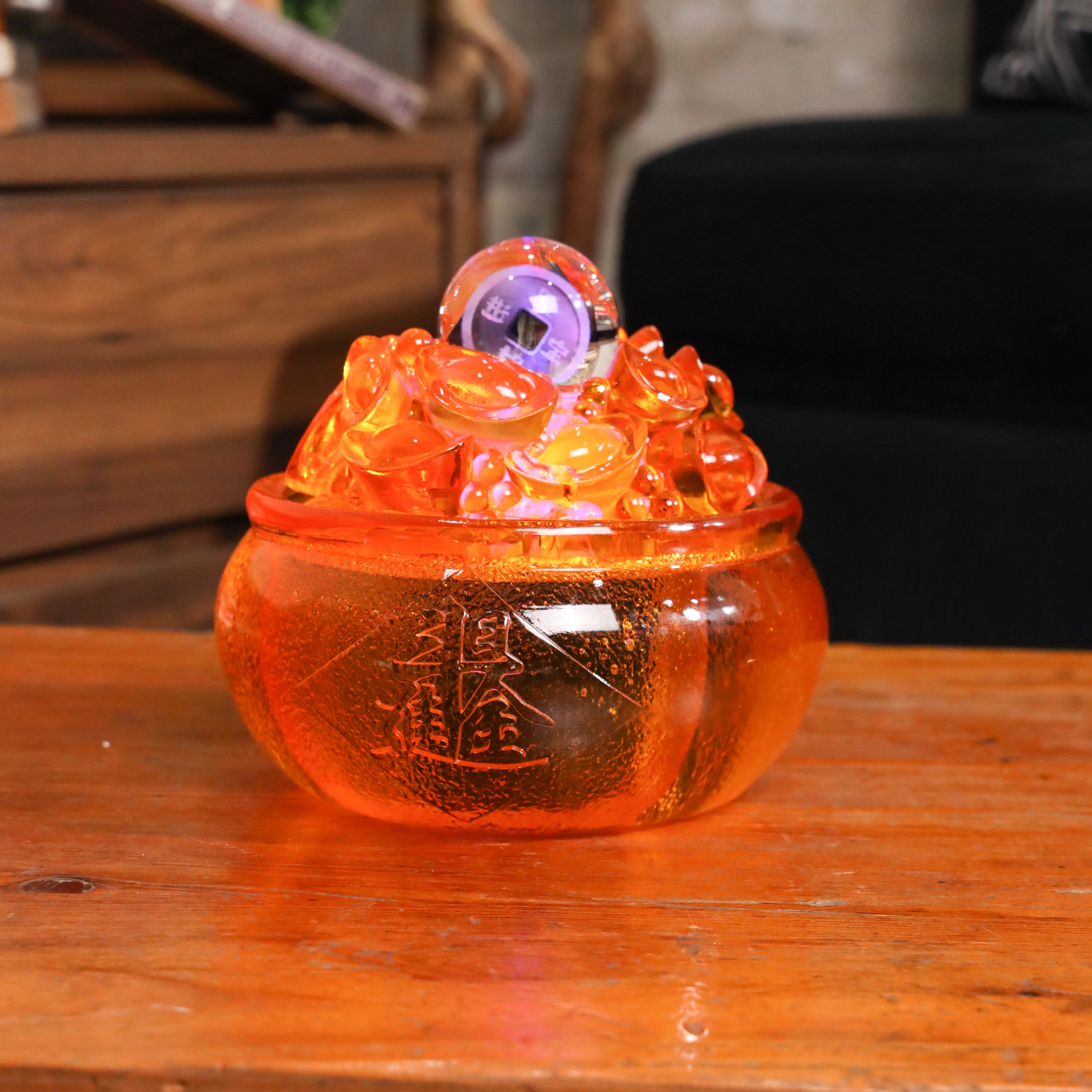 Radiant Orange Water Fountain of Riches 17cm
