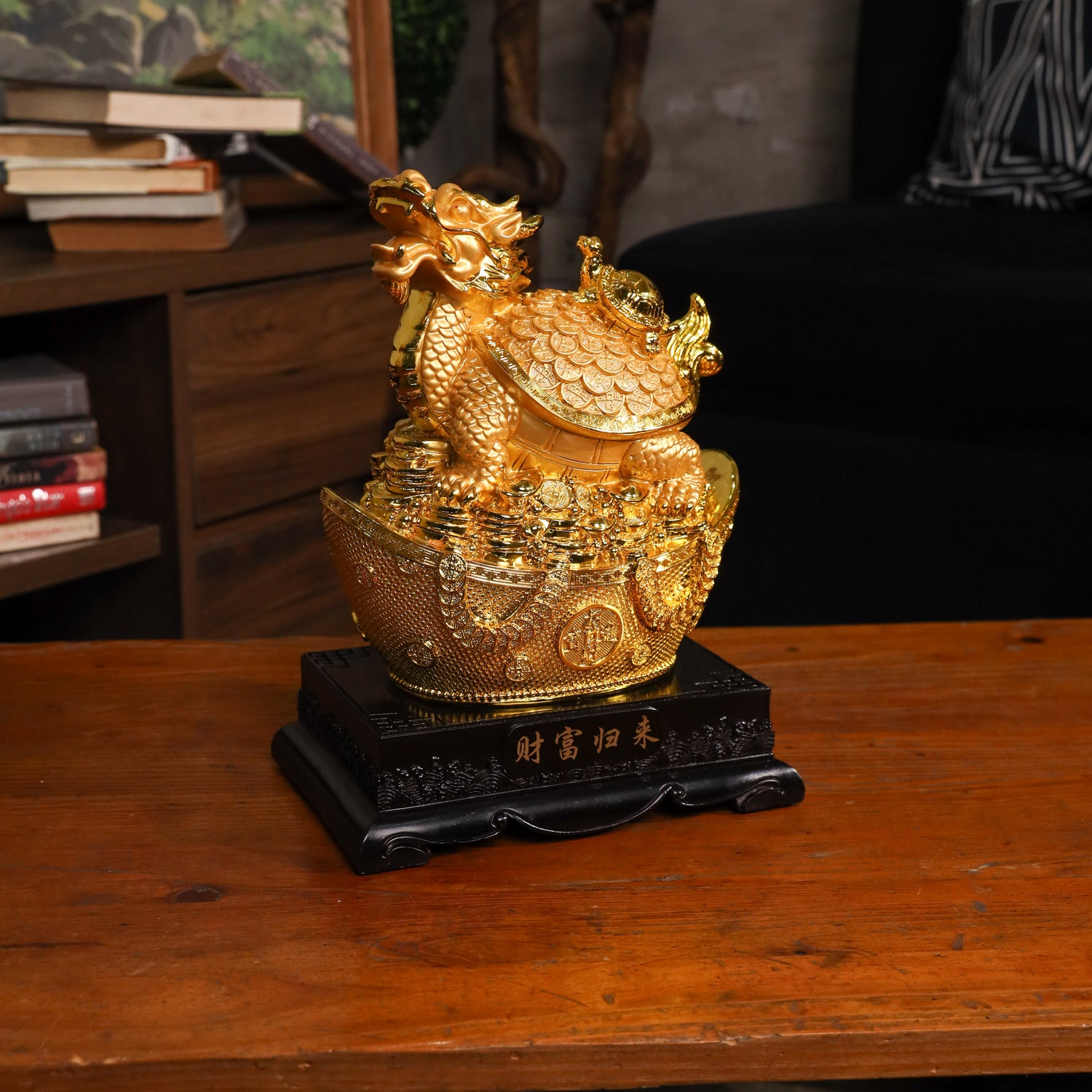 Stable Wealth Luck Golden Dragon Turtle 27cm