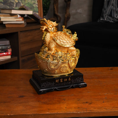 Stable Wealth Luck Golden Dragon Turtle 27cm