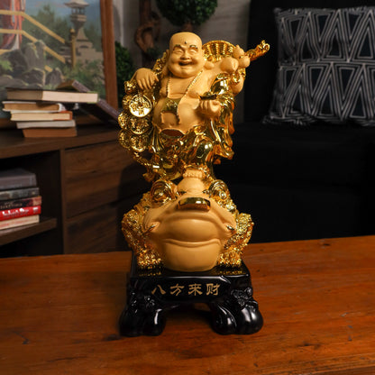 Double Wealth Luck Buddha on Money Frog 36cm
