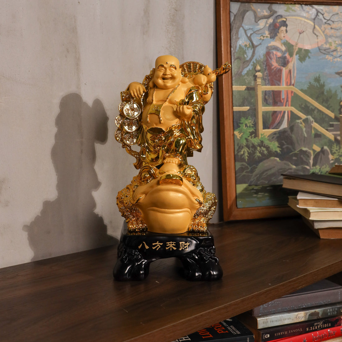 Double Wealth Luck Buddha on Money Frog 36cm