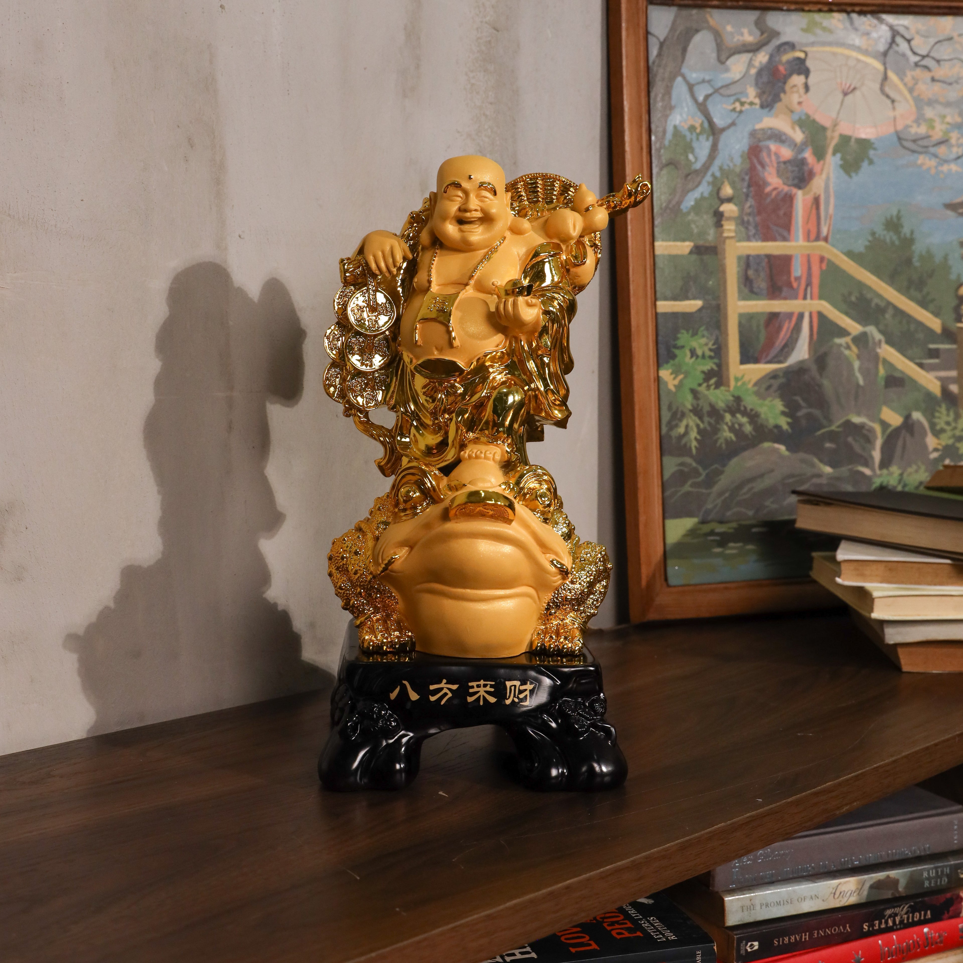 Double Wealth Luck Buddha on Money Frog 36cm