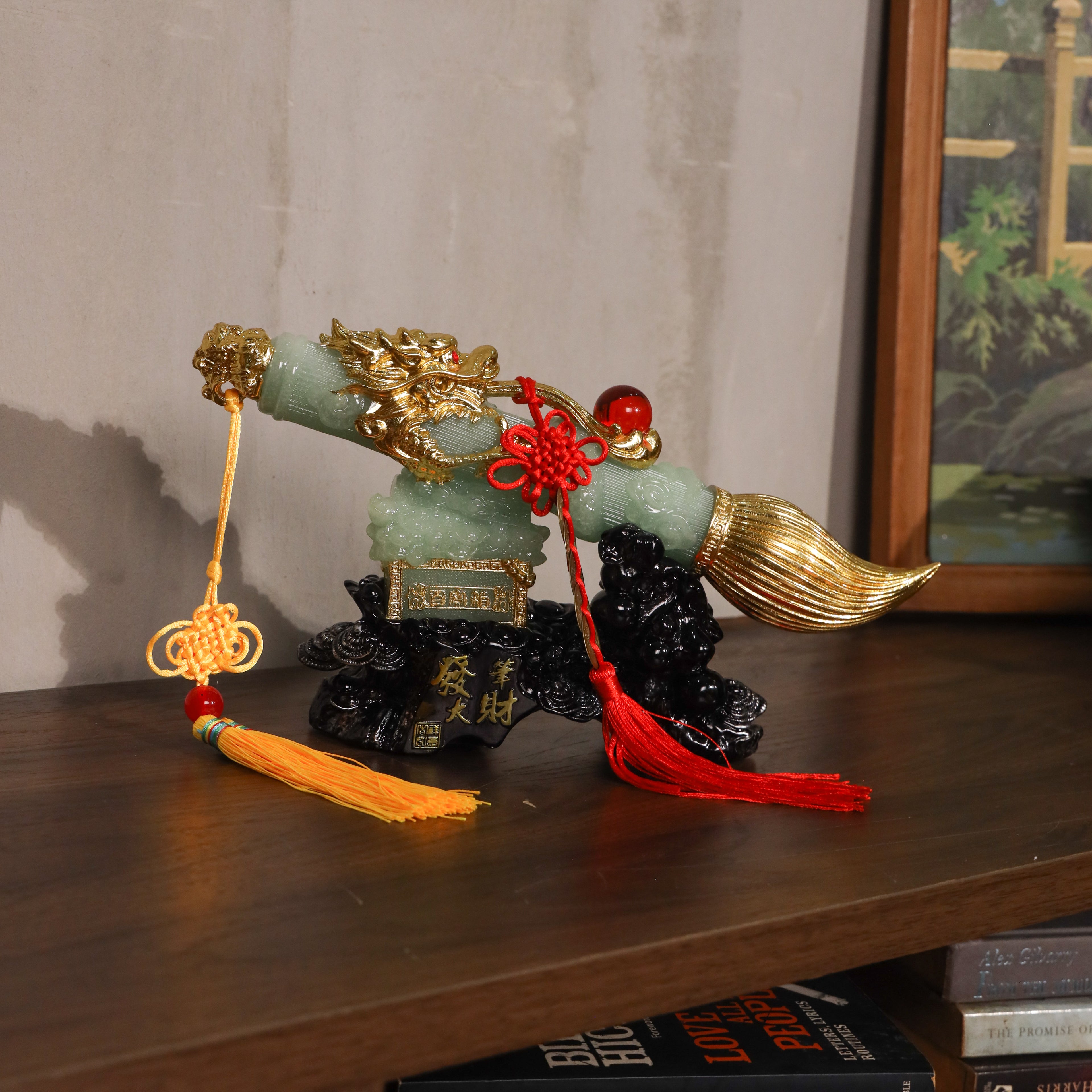 Elegant Jade Calligraphy Brush for Intellect 31cm