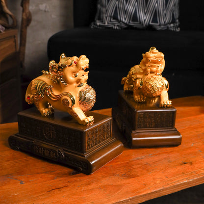 Golden Guardians of Fortune Pi Yao Pair 23cm