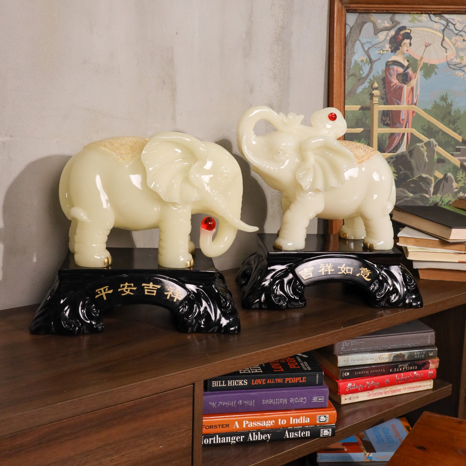 Ivory White Elephants of Noble Prosperity 33cm