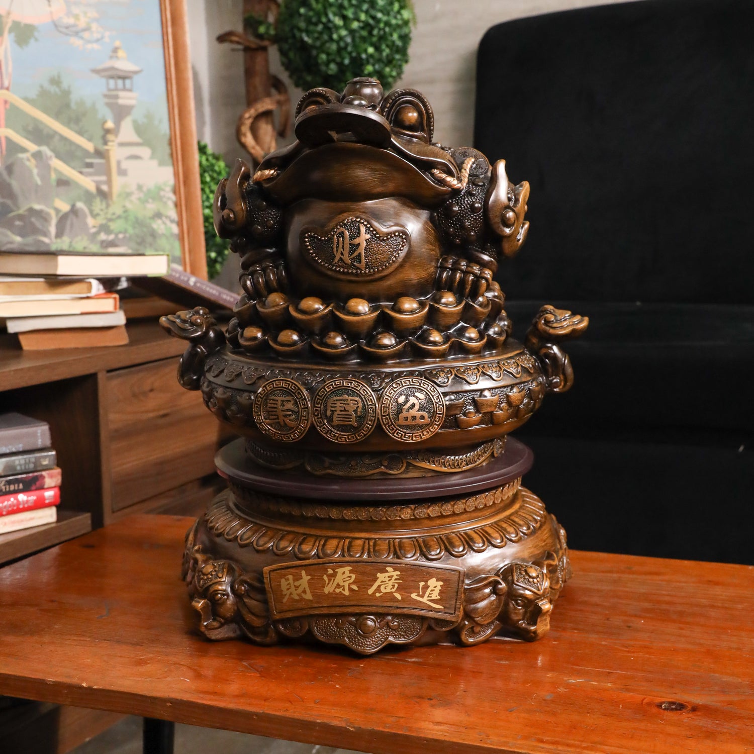 Dynamic Fortune Big Wood Money Frog 45cm