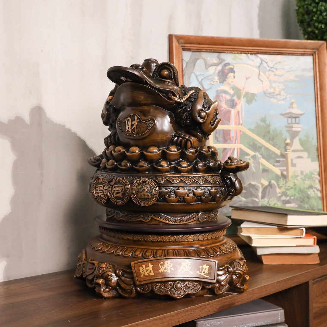 Dynamic Fortune Big Wood Money Frog 45cm