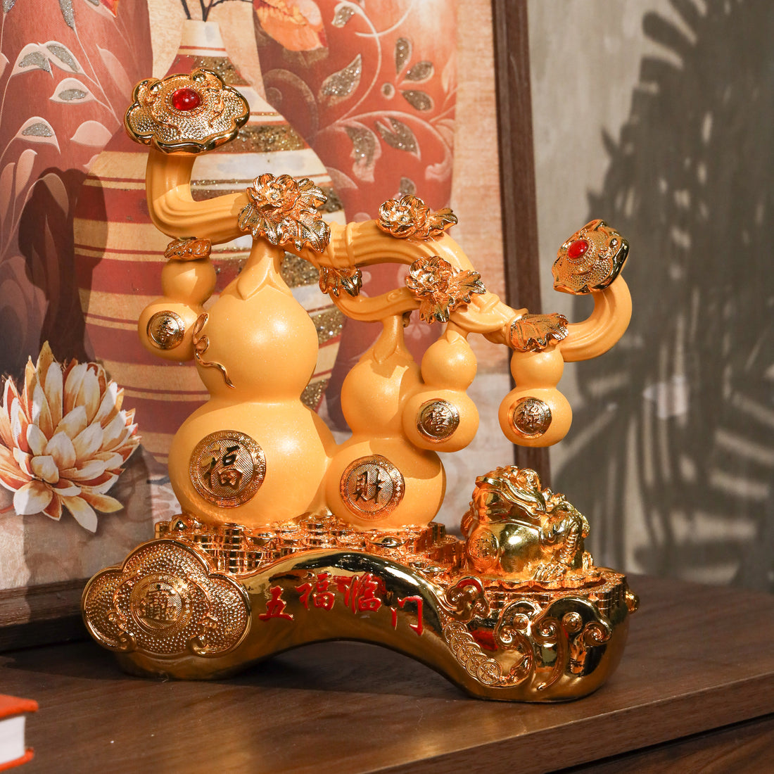 Golden Wu Lou Quartet of Health &amp; Wealth 34cm