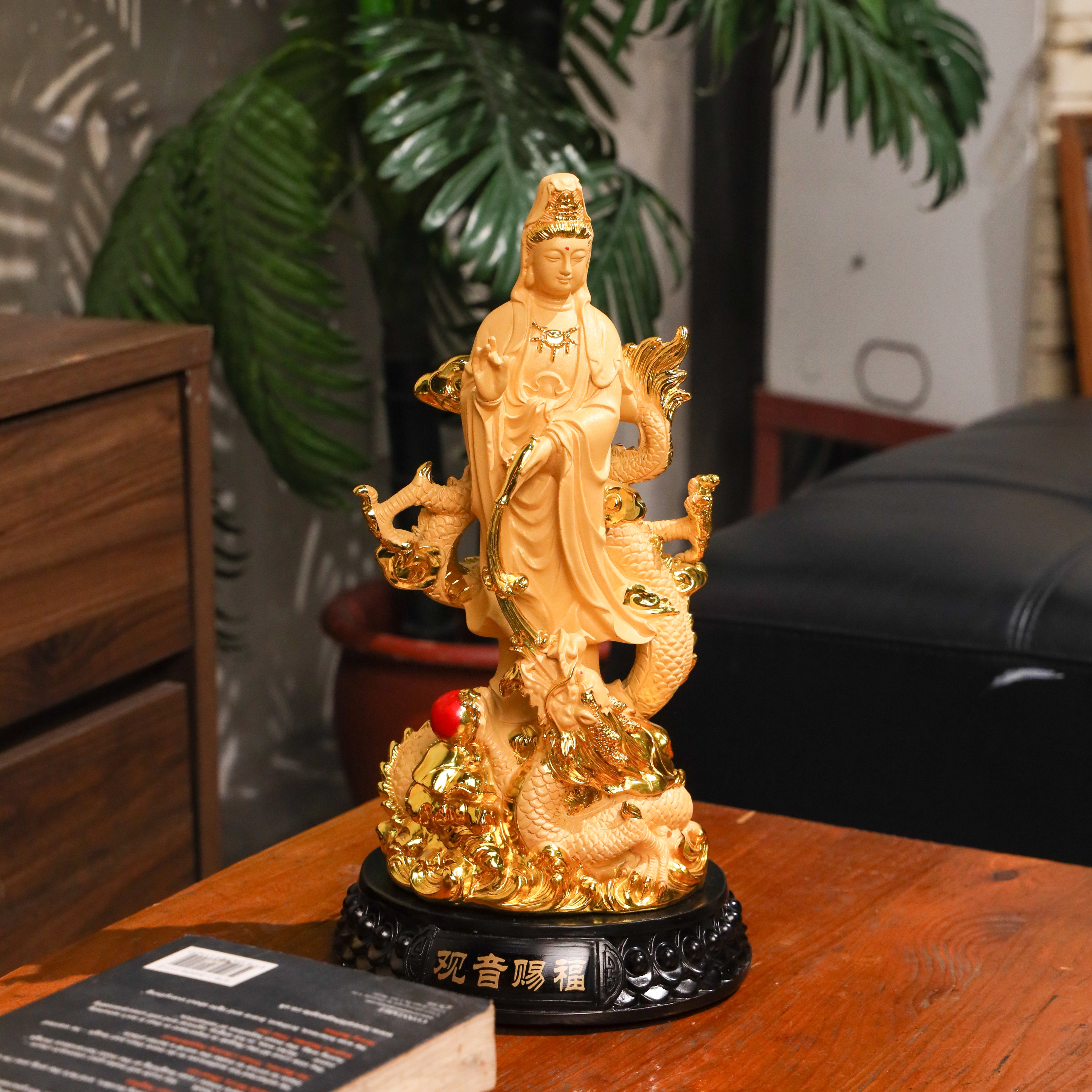 Guan Yin with Dragon for a Safe &amp; Stable Life 32cm