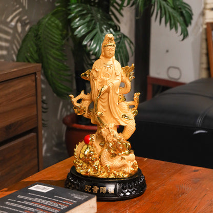 Guan Yin with Dragon for a Safe &amp; Stable Life 32cm