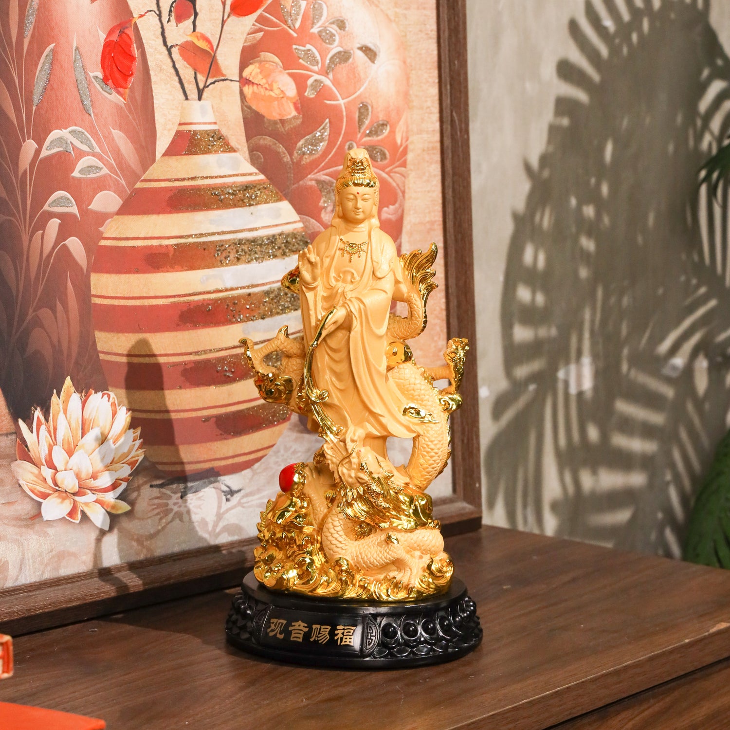 Guan Yin with Dragon for a Safe &amp; Stable Life 32cm